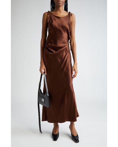 Acne Studios Dayla Textured Satin Dress - Brown
