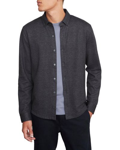 Vince Stripe Cotton Button-down Shirt - Gray
