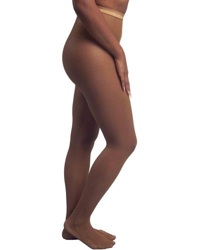 Nude Barre Fishnet Tights - Brown