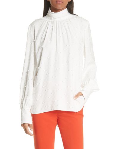 Rachel Comey Rite High Neck Fringe Crepe Top - White