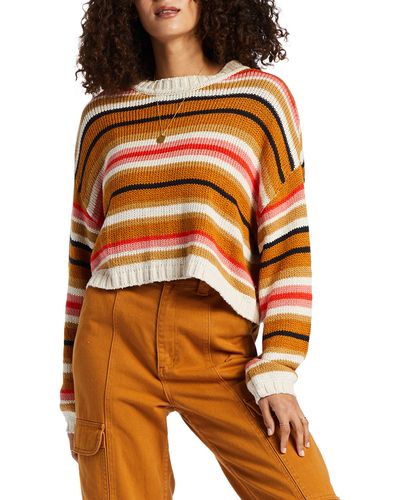 Billabong So Bold Stripe Crewneck Sweater - Orange
