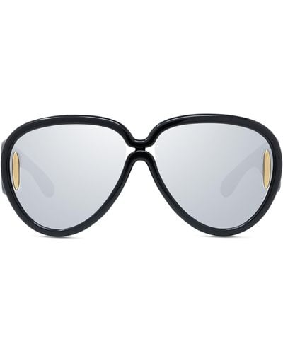 Loewe Anagram 65mm Oversized Pilot Mask Sunglasses - Black