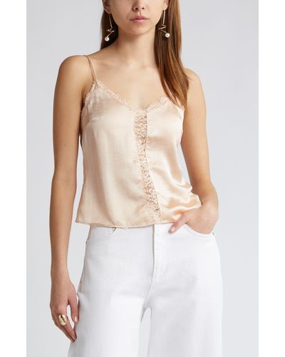 Open Edit Lace Inset Satin Camisole - White