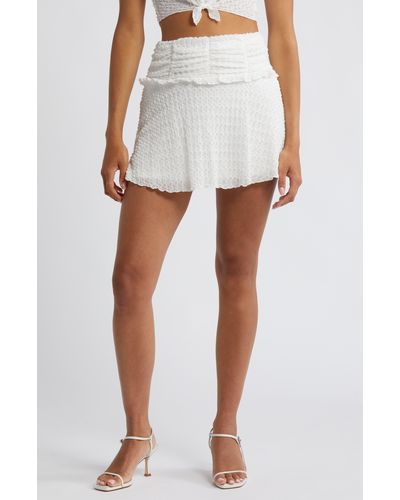 Something New Mila Textured Miniskirt - White