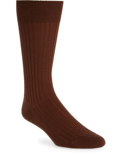 Pantherella Merino Wool Blend Dress Socks - Brown