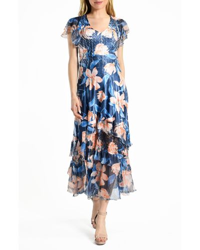 Komarov Floral Maxi Dress - Blue