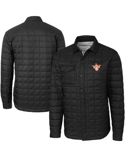 Cutter & Buck Texas Longhorns Vault Rainier Primaloft Eco Insulated Quilted Button-up Shacket At Nordstrom - Black