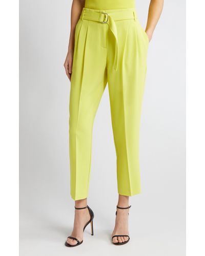 BOSS Tapiah Belted Ankle Pants - Yellow