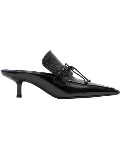 Burberry 50mm Leather Bow Mules - Black