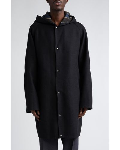 Visvim Connor Wool & Linen Hooded Coat - Black