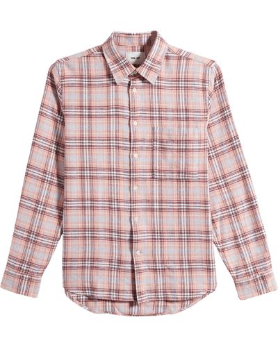NN07 Arne 5166 Plaid Cotton Flannel Button-up Shirt - Pink