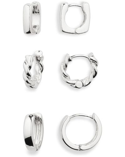 BP. Set Of 3 Hoop Earrings At Nordstrom - White