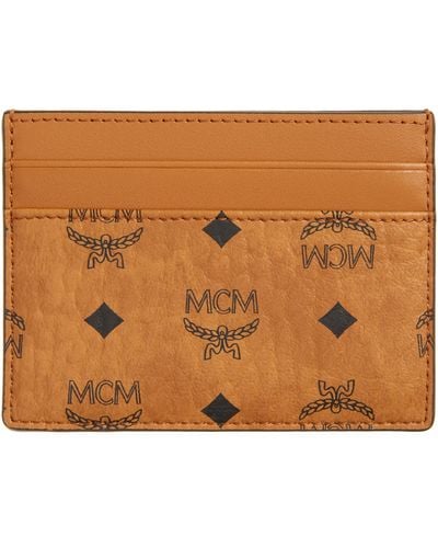 MCM Mini Aren Visetos Coated Canvas Card Case - Brown