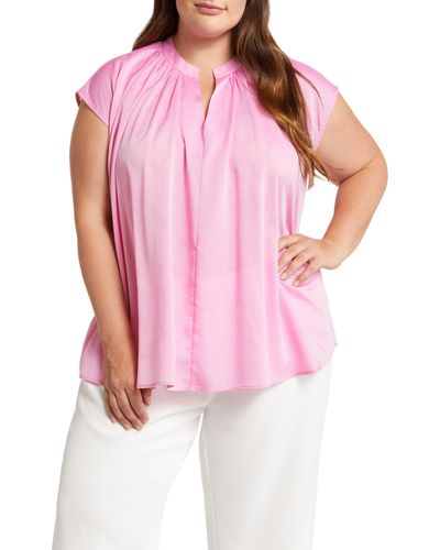 Harshman Finch Cotton Popover Top - Pink