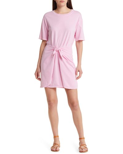 Xirena Xírena Emme Tie Front Cotton T-shirt Dress - Pink