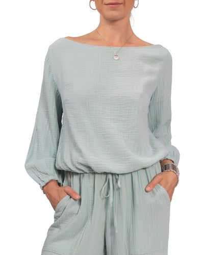 EVERYDAY RITUAL Penny Off The Shoulder Lounge Top - Gray