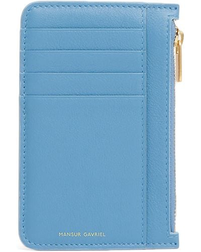 Mansur Gavriel Leather Zip Card Holder - Blue