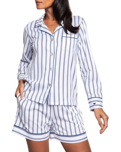 Petite Plume Stripe Pima Cotton Pajamas - Blue
