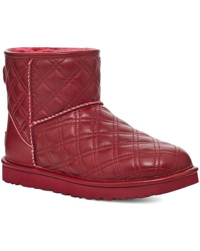 UGG ugg(r) Classic Mini Ii Quilted Genuine Shearling Lined Bootie - Red