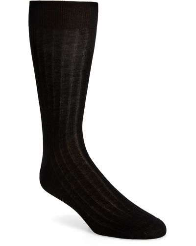 Canali Cotton Rib Dress Socks - Black