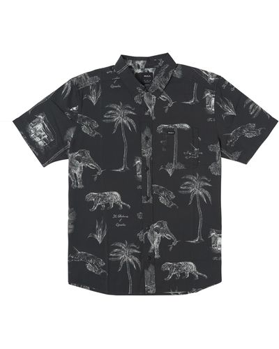 RVCA Tropic Wind Regular Fit Short Sleeve Button-up Shirt - Black