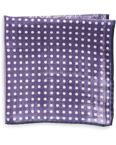 Nordstrom Four Panel Silk Pocket Square - Purple