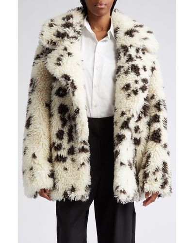 Stella McCartney Wool Blend Faux Fur Jacket - Natural