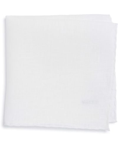 Eton Solid Linen Pocket Square - White