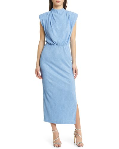 Saylor Fione Plissé Midi Dress - Blue