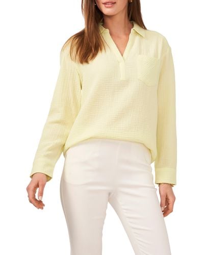 Chaus V-neck Collared Blouse - Natural