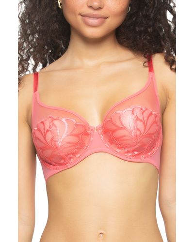 Felina Lotus Embroidered Unlined Bra - C-h Cups - Pink