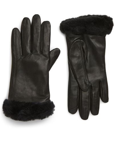 UGG ugg(r) Genuine Shearling Leather Tech Gloves - Black