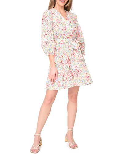 Gibsonlook Harper Floral Poplin Faux Wrap Dress - Multicolor