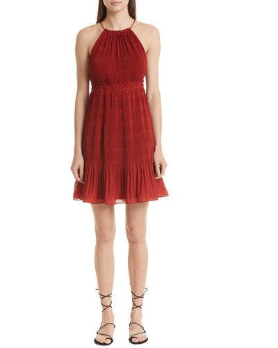 Rebecca Taylor Pleated Voile Dress - Red