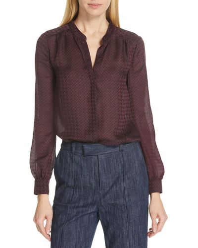 Joie Mintee Houndstooth Check Blouse - Purple