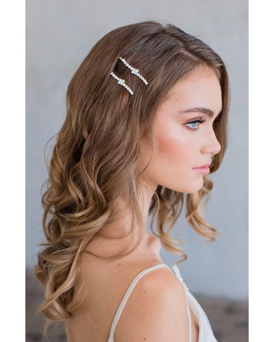 Brides & Hairpins Etta Set Of 2 Crystal Hair Clips - Brown