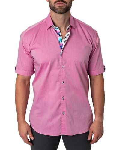 Maceoo Galileo Cottoncandy Short Sleeve Button-up Shirt At Nordstrom - Pink