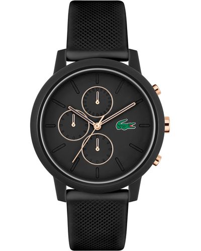 Lacoste 12.12 Chronograph Silicone Strap Watch - Black
