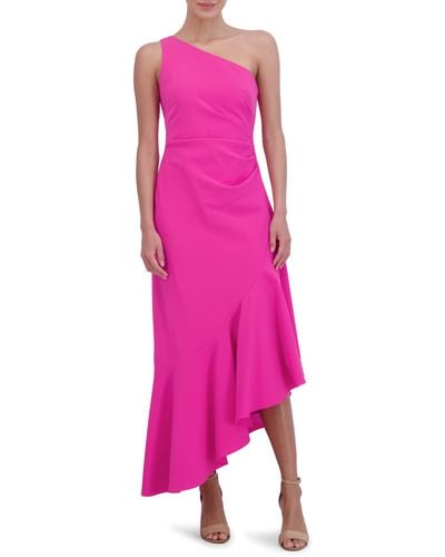 Eliza J One-shoulder Midi Cocktail Dress - Pink