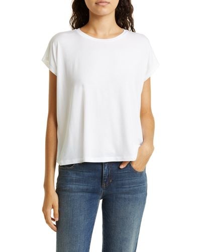 Eileen Fisher Crewneck Boxy Stretch Jersey T-shirt - White