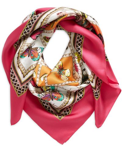 Echo Butterfly Silk Square Scarf - Pink