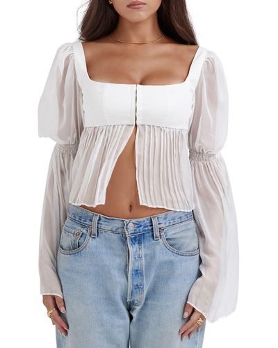 House Of Cb Lucie Chiffon Bustier Top - Gray