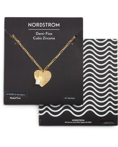 Nordstrom Fluted Heart Pendant Necklace - Black