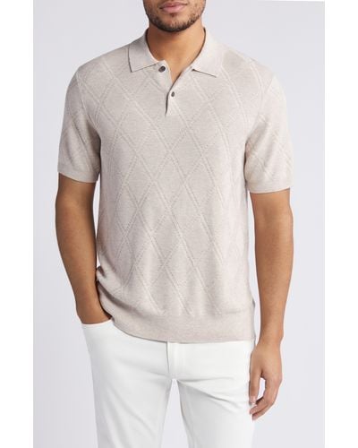 Ted Baker Ventar Diagonal Diamond Polo Sweater - White