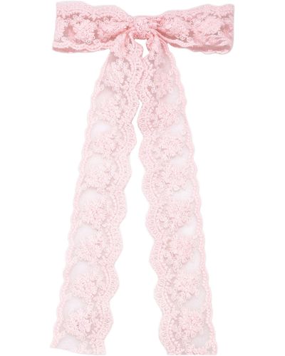 petit moments Scalloped Lace Hair Bow - Pink