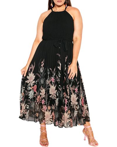 City Chic Rebecca Floral Belted Maxi Dress - Black