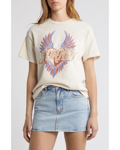 THE VINYL ICONS Journey Wings Oversize Cotton Graphic T-shirt - Blue