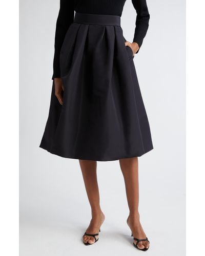 Carolina Herrera Silk Faille Midi Skirt - Black