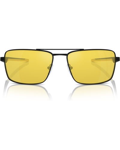 Scuderia Ferrari 60mm Rectangular Aviator Sunglasses - Yellow