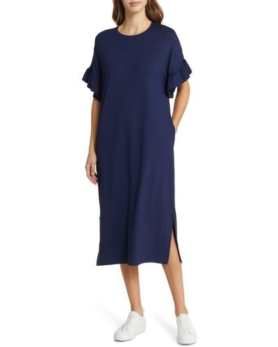 Masai Nali Ruffle Sleeve Dress - Blue